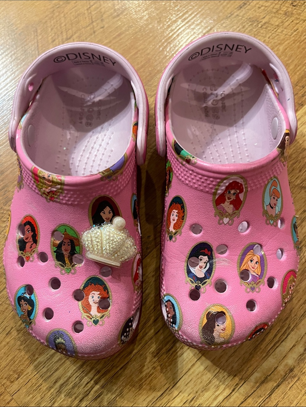 Disney Pink Princess Girls Slip-On Clogs with Princess Portraits